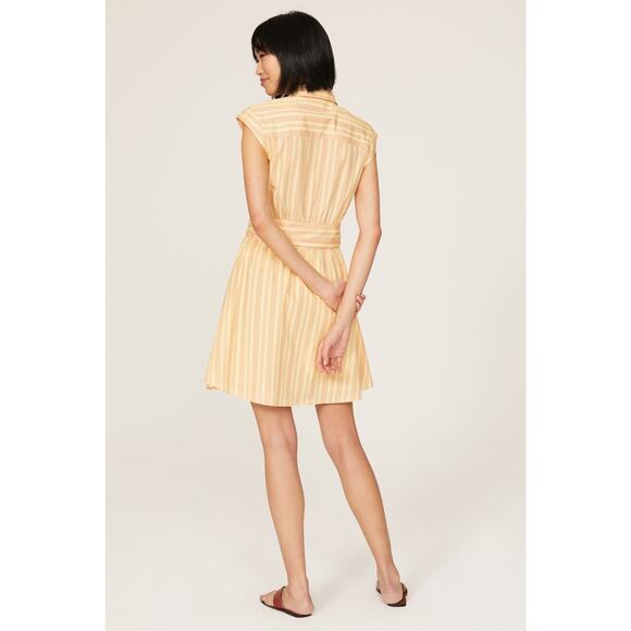DEREK LAM COLLECTIVE Yellow Pinstripe Collared Button Up Shirtdress Size 46 - Picture 2 of 14